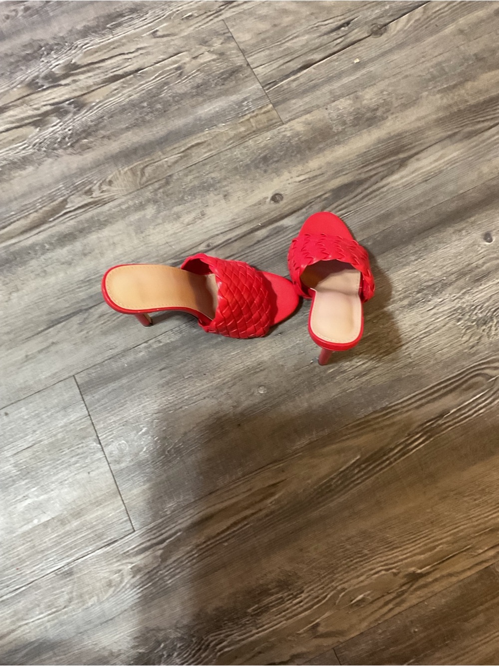 Red Woven Slide Heel - Women's Dress Sandal